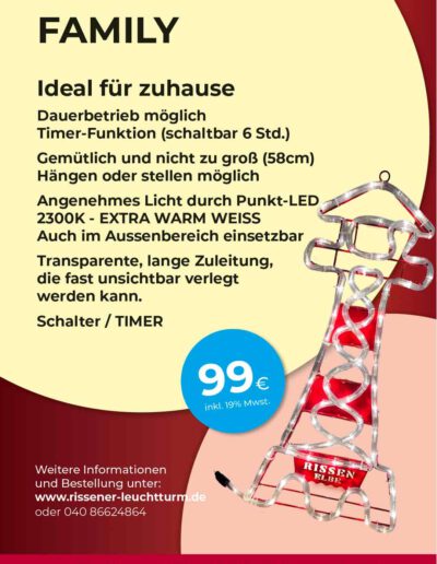 Verkaufsschild Rissener-Leuchtturm Hamburg Elbe Family Modell 99€