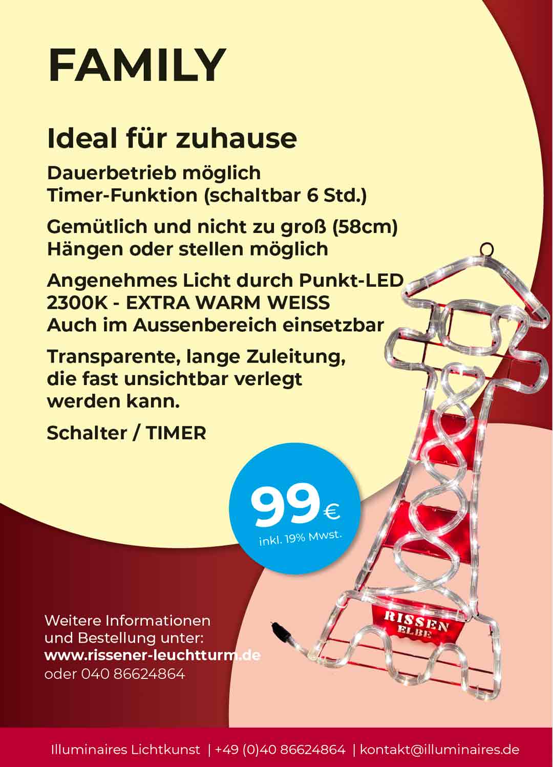 Verkaufsschild Rissener-Leuchtturm Hamburg Elbe Family Modell 99€